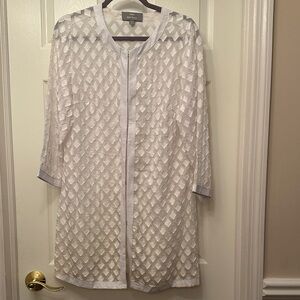 Dennis Basso White Textured Jacket